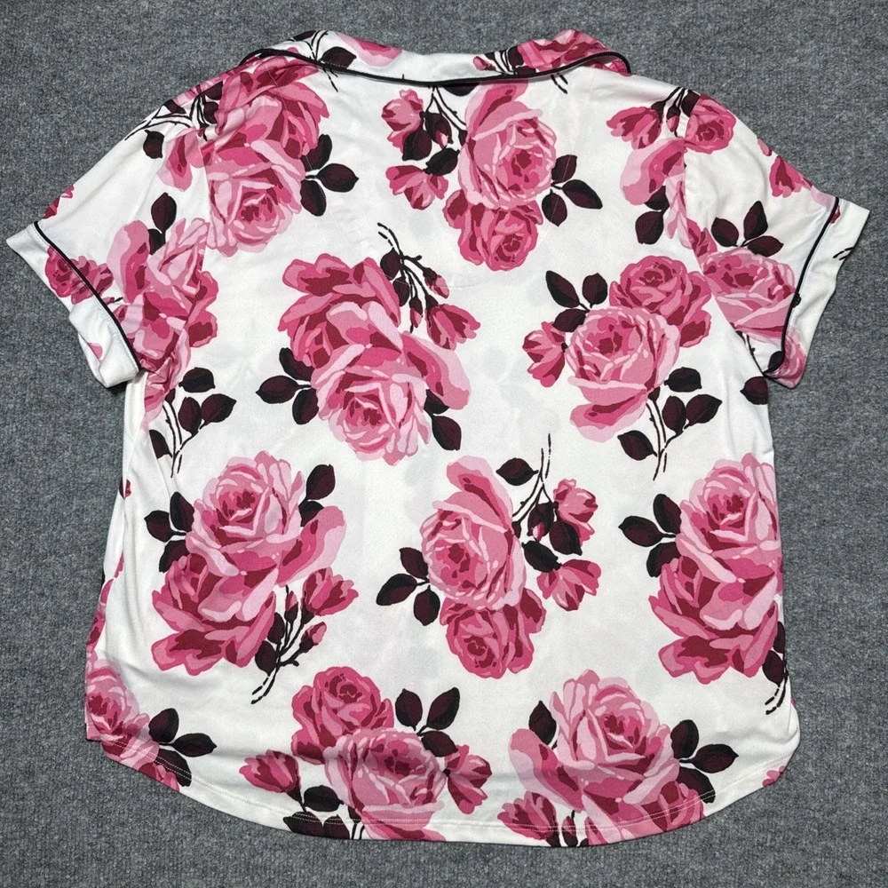 Kate Spade Tunic Shirt‎ Womens XL Sleepwear White Pink Floral Button Up Pajama